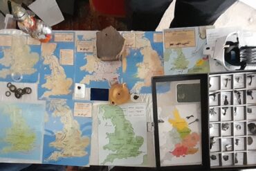 Roman and Anglo Saxon artefacts, including some early Christian coins.